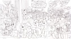  2011 absolutely_everyone alicorn anthro applejack_(mlp) avian big_macintosh_(mlp) black_and_white braeburn_(mlp) clothing cutie_mark derpy_hooves dragon dress earth_pony english_text equid equine eyewear fantasy feathered_wings feathers female female/female feral fluttershy_(mlp) friendship_is_magic fur gilda_(mlp) glasses group gryphon hair hasbro hat headgear headwear hi_res horn horse large_group lyra_heartstrings_(mlp) mammal mayor_mare_(mlp) monochrome my_little_pony mythological_avian mythological_creature mythological_equine mythological_scalie mythology panties paul_lucas pegasus pinkie_pie_(mlp) pony princess princess_celestia_(mlp) princess_luna_(mlp) rainbow_dash_(mlp) rarity_(mlp) royalty scalie snails_(mlp) snips_(mlp) soarin_(mlp) spike_(mlp) spitfire_(mlp) stripper tail text traditional_media_(artwork) trixie_(mlp) twilight_sparkle_(mlp) underwear undressing unicorn wings wonderbolts_(mlp) young young_anthro young_feral 