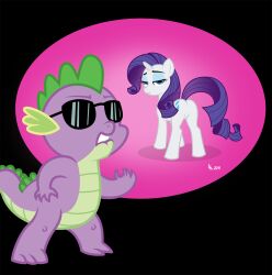  2011 air_guitar anthro ass black_background blue_eyes cutie_mark dat_ass_(meme) dragon duo equid equine eyewear female feral friendship_is_magic glasses hair hasbro hi_res horn lltoon long_hair looking_at_viewer looking_back looking_back_at_viewer makeup male mammal meme my_little_pony mythological_creature mythological_equine mythological_scalie mythology presenting presenting_hindquarters purple_body purple_hair raised_tail rarity_(mlp) scalie short_hair simple_background spike_(mlp) standing sunglasses tail unicorn white_body young young_anthro 