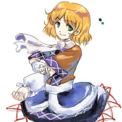  blonde_hair commentary_request female green_eyes looking_at_viewer mizuhashi_parsee myau scarf short_hair solo touhou 