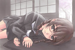  bad_id bad_pixiv_id copyright_request female glasses school_uniform serafuku shimano_natsume solo 