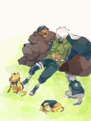  book canine hatake_kakashi naruto pakkun reading ritu99 white_hair 