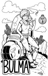  artist_name boots breasts bulma_briefs character_name cleavage cloud commentary_request dated dragon_ball dragon_ball_super dragon_radar female full_body greyscale hand_on_own_hip hoi-poi_capsule medium_breasts mike_luckas monochrome motor_vehicle motorcycle neckerchief photoshop_(medium) short_hair signature smile solo thumbs_up 