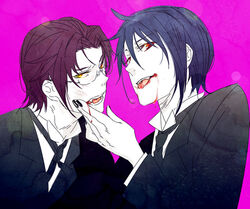  2boys blood claude_faustus kuroshitsuji multiple_boys nail_polish nailpolish sebastian_michaelis 