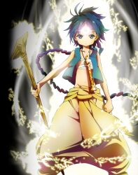  1boy aladdin_(magi) blue_hair braid highres long_hair magi_the_labyrinth_of_magic male_focus solo very_long_hair 