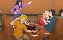  2girls 3boys blonde_hair hagane_kotetsu hyuuga_hinata multiple_boys multiple_girls naruto naruto_(series) naruto_shippuuden sakura_haruno satokochaaan uchiha_sasuke uzumaki_naruto 