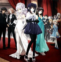  428:_fuusa_sareta_shibuya_de ahoge bag black_gloves black_hair black_pantyhose black_thighhighs breasts canaan_(series) caren_hortensia closed_eyes company_connection crossover dark_sakura dress earrings elbow_gloves emiya_kiritsugu facial_hair fate/hollow_ataraxia fate/prototype fate/stay_night fate/zero fate_(series) flower formal full_body garter_straps gloves gown hair_flower hair_ornament handbag high_heels highres imageboard_desourced jewelry konoe_ototsugu kuonji_alice mahou_tsukai_no_yoru mary_janes matou_sakura medium_breasts melty_blood minorikawa_minoru multiple_boys multiple_girls nail_polish necklace necktie non-web_source oosawa_maria pantyhose pearl_necklace photoshop_(medium) sajou_manaka scan scan_artifacts shoes short_hair side_slit skirt skirt_suit stubble suit thighhighs toenail_polish toenails tohno_akiha tsukihime type-moon wallachia white_dress white_gloves white_hair white_legwear yellow_eyes 