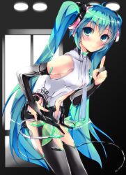  aqua_hair bridal_gauntlets character_name commentary_request female green_eyes hatsune_miku hatsune_miku_(append) highres long_hair md5_mismatch necktie partial_commentary photoshop_(medium) smile solo thighhighs twintails very_long_hair vocaloid vocaloid_append yagami_shuuichi 