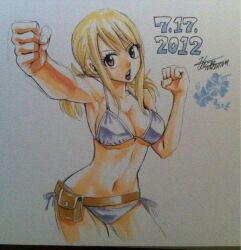  bikini blonde_hair breasts fairy_tail hips large_breasts lucy_heartfilia mashima_hiro open_mouth swimsuit twintails wide_hips 