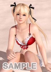  3d beach bikini blonde_hair blue_eyes breasts dead_or_alive dead_or_alive_xtreme_3_fortune dead_or_alive_xtreme_beach_volleyball female marie_rose original original_art small_breasts solo swimsuit 