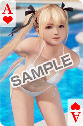  3d bikini blonde_hair breasts dead_or_alive dead_or_alive_xtreme_3_fortune dead_or_alive_xtreme_beach_volleyball female marie_rose official official_art outdoors pool small_breasts solo swimsuit water 