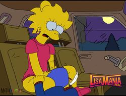  1boy bad_source car cunnilingus female highres lisa_simpson metalcrayon milhouse_van_houten motor_vehicle off-topic oral panties panties_around_one_leg straight teenage the_simpsons toon_(style) underwear vehicle_interior white_panties 