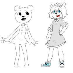  1:1 accessory anthro bear blue_eyes bow_ribbon cartoon_network clothed clothing female footwear fur hair_accessory hair_ribbon hairbow hand_on_hip hi_res mammal on_model paper paper_creature ribbons shoes simple_background solo teri_(tawog) the_amazing_world_of_gumball white_body white_fur whitebats 