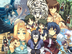  5boys 6+girls alcohol artist_request aruruu baby benawi brothers camyu collar dorry_(utawarerumono) eruruu everyone gachatara guraa hakuowlo head_wings karulau kurou_(utawarerumono) metal_collar moon mukkuru multiple_boys multiple_girls mutsumi_(utawarerumono) oboro_(utawarerumono) official_art sake siblings touka_(utawarerumono) twins ulthury utawarerumono wings yuzuha_(utawarerumono) 