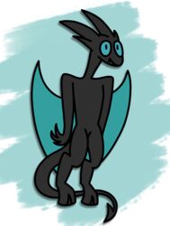  anonymous_artist anthro black_body black_skin demon fan_character hi_res horn male satina_wants_a_glass_of_water solo steel_crescent wings 