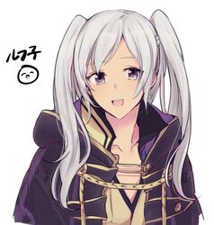  cape female fire_emblem fire_emblem_awakening long_hair looking_at_viewer robe robin_(female)_(fire_emblem) robin_(fire_emblem) smile solo sou_mei twintails white_hair 