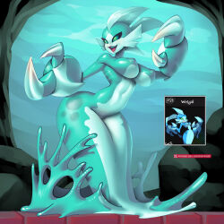  anthro blue_eyes breasts crab_claw elemental_creature female goo_creature goo_humanoid humanoid marine merfolk mohawk nipple_outline shantae:_and_the_seven_sirens shantae_(series) slime solo split_form supersatanson teeth water water_creature wayforward wetgal_(shantae) wetmen_(shantae) wide_hips 