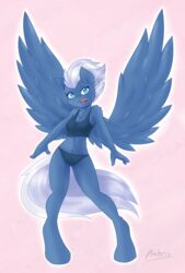  2015 absurd_res ambris anthro anthrofied blue_body blue_eyes blue_fur clothing equid equine feathered_wings feathers female friendship_is_magic fur hair hasbro hi_res mammal multicolored_hair my_little_pony mythological_creature mythological_equine mythology night_glider_(mlp) open_mouth panties pegasus solo two_tone_hair underwear wings 