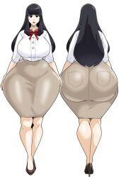  back_view bottom_heavy curvy_hips female formal_wear front_view hi_res hip_dips hips_wider_than_shoulders light-skinned_female office_lady original_character skirt 