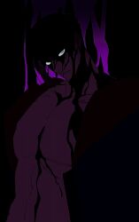  1boy abs black_background black_theme blood blood_on_body blood_on_face blue_eyes chaaaaahann dark ed_(street_fighter) highres hood hoodie looking_at_viewer male_focus parted_lips pectorals solo street_fighter street_fighter_6 upper_body 