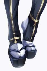  1boy absurdres commentary feet foot_focus highres japanese_clothes male_focus sandals satonaka_(kosato) socks solo stirrup_legwear toeless_legwear touken_ranbu tsurumaru_kuninaga white_background white_socks 