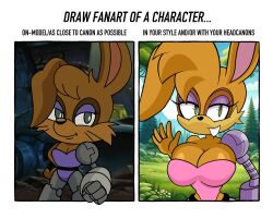  anthro archie_comics big_breasts breast_squish breasts bunnie_rabbot cleavage clothed clothing cybernetics cyborg english_text female hi_res huge_breasts lagomorph leporid machine mammal mobian_monster on_model rabbit rabbit_ears sega short solo sonic_the_hedgehog_(archie) sonic_the_hedgehog_(comics) sonic_the_hedgehog_(series) squish text 