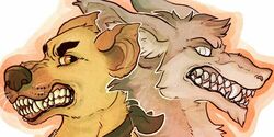  2:1 canid canine duo fur looking_at_viewer mack mammal red_eyes sergal teeth zare 