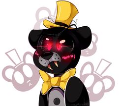  2018 absurd_res animatronic anthro bear bow_(feature) bow_tie clothing digital_media_(artwork) five_nights_at_freddy&#039;s five_nights_at_freddy&#039;s_4 glowing glowing_eyes hat headgear headwear hi_res machine male mammal nightmare_(fnaf) red_eyes robot scottgames sideshow-spottus simple_background solo top_hat 