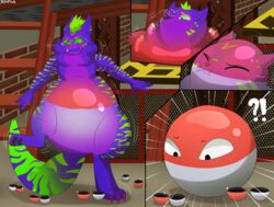  absurd_res alsoflick animate_inanimate english_text generation_1_pokemon hi_res limb_regression limbless nintendo orb pokeball pokemon pokemon_(species) roypfeff1 solo species_transformation sphere sphere_creature text transformation transformation_sequence voltorb 