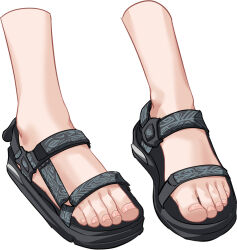  black_footwear commission feet feet_only female foot_focus highres kotegawa_yui nail_polish nanase_young pink_nails pixiv_commission sandals simple_background solo to_love-ru toenail_polish toenails toes white_background 