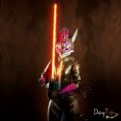  3d_(artwork) c4d daytia digital_media_(artwork) fur hair hi_res invalid_tag lightsaber male melee_weapon posed rexouium star_wars vrchat weapon 