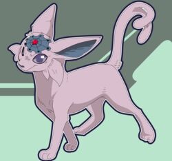  2024 absurd_res ambiguous_feral ambiguous_gender calti_(lost_in_chaos) cheek_tuft digitigrade eeveelution espeon facial_tuft feral forehead_gem forked_tail fur gem generation_2_pokemon hi_res lost_in_chaos_scar nintendo pokemon pokemon_(species) purple_body purple_eyes purple_fur quadruped tail time_gear tuft unusual_anatomy unusual_tail wicked_whiskers zgf_art 