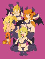  &gt;_&lt; 4girls :q \m/ alternate_costume animated animated_png azusa_(cookie) bandeau black_bra black_legwear black_panties blinking blonde_hair blue_bow bow bra braid breasts bright_pupils brown_eyes charmander closed_mouth commentary cookie_(touhou) curled_horns demon_girl demon_horns demon_wings falling flame-tipped_tail flying full_body green_eyes hair_between_eyes hairbow highres horns jack-o&#039;-lantern kirisame_marisa kujira_video large_breasts long_hair looking_at_viewer mars_(cookie) multiple_girls oerba_yun_fang one_eye_closed open_mouth orange_hair panties pokemon pokemon_(creature) pumpkin red_eyes red_star rei_(cookie) scotch_(cookie)_(style) side_braid simple_background single_braid small_breasts smile spinning squatting star_(symbol) thighhighs tongue tongue_out touhou underwear uzuki_(cookie) white_bow white_pupils wings winking_(animated) yellow_eyes 