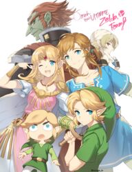  androgynous bandages blonde_hair blue_eyes braid champion&#039;s_tunic_(zelda) commentary_request dark_skin dual_persona ganondorf gerudo gloves hat highres link long_hair looking_at_viewer mask master_sword multiple_boys multiple_girls muse_(rainforest) navi one_eye_closed pointy_ears ponytail princess_zelda red_eyes red_hair reverse_trap sheik short_hair smile super_smash_bros. surcoat the_legend_of_zelda the_legend_of_zelda:_a_link_between_worlds the_legend_of_zelda:_breath_of_the_wild the_legend_of_zelda:_majora&#039;s_mask the_legend_of_zelda:_ocarina_of_time the_legend_of_zelda:_the_wind_waker toon_link triforce tunic unworn_mask white_background young_link 