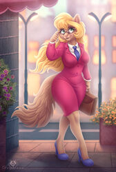  anthro breasts briefcase business_suit callie_briggs clothing dolphydolphiana domestic_cat eyewear felid feline felis female footwear glasses hanna-barbera high_heels looking_at_viewer mammal necktie shoes solo suit swat_kats tail wide_hips 