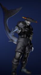  3d_(artwork) anthro armor clothing digital_media_(artwork) fish hammerhead_(petruz) headgear helmet hi_res irondragon5150 male marine petruz_(copyright) shark solo topwear vest 