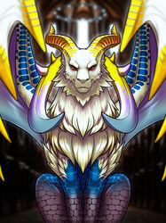  absurd_res big_horn capcom dead.akira digital_media_(artwork) dragon european_mythology female feral flying_wyvern fur furred_dragon furred_scalie hi_res horn looking_at_viewer monster_hunter monster_hunter_stories multiple_colors mythological_creature mythological_scalie mythology nintendo raised_wings red_eyes scaled_legs scales scalie sitting solo spread_wings text url versa_pietru western_dragon white_body white_fur wings wyvern 