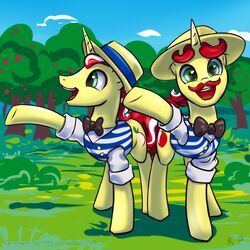  1:1 2015 brother_(lore) brothers_(lore) clothing duo equid equine feral flam_(mlp) flim_(mlp) friendship_is_magic hasbro hi_res horn identical_twins karol_pawlinski male mammal my_little_pony mythological_creature mythological_equine mythology sibling_(lore) smile twins_(lore) unicorn 