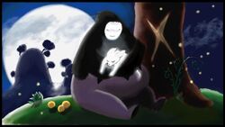  16:9 ace_arcana ambiguous_gender black_body black_fur closed_eyes duo female front_view fur guardian_spirit microsoft moon moon_studios naru_(ori) night ori_(ori) ori_(series) overweight sitting sleeping smile unknown_species white_body widescreen xbox_game_studios 