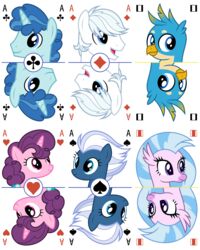  2024 4:5 absurd_res ace_of_clubs ace_of_diamonds ace_of_hearts ace_of_spades alpha_channel avian blue_body blue_hair card countershading double_diamond_(mlp) earth_pony equid equine european_mythology feathers female feral friendship_is_magic gallus_(mlp) greek_mythology green_body green_feathers group gryphon hair hasbro headshot_portrait hi_res hippogriff horn horse joker_(playing_card) male mammal multicolored_hair my_little_pony mythological_avian mythological_creature mythological_equine mythology night_glider_(mlp) open_mouth open_smile parclytaxel party_favor_(mlp) pegasus playing_card playing_card_template pony portrait purple_body purple_hair silverstream_(mlp) simple_background smile sugar_belle_(mlp) symmetry_(rotational) tan_body tan_countershading two_tone_hair unicorn white_background white_body white_hair wings 