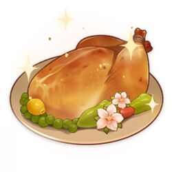  artist_request bell_pepper chicken_(food) flower food food_focus fruit game_cg genshin_impact green_pepper lemon lowres no_humans official_art peas plate simple_background sparkle still_life sweet_madame_(genshin_impact) third-party_source transparent_background white_flower 