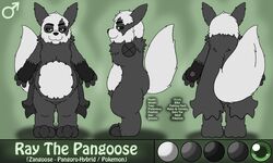  5:3 absurd_res anthro belly black_body black_fur black_sclera darknetic english_text fakemon fluffy fluffy_tail fur generation_3_pokemon generation_6_pokemon green_eyes grey_body grey_fur hi_res hybrid hybrid_pokemon male model_sheet neck_tuft nintendo pangoro pokemon pokemon_(species) ray_the_pangoose simple_background slightly_chubby solo standing tail text tuft white_body white_fur zangoose 