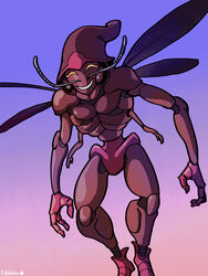  2020 3:4 3_fingers 4_arms 4_wings absurd_res ambiguous_anthro ambiguous_gender antennae_(anatomy) anthro arthropod artist_name biped blonde_eyelashes brown_body brown_clothing brown_exoskeleton brown_hat brown_headwear clothing colored compound_eyes digital_drawing_(artwork) digital_media_(artwork) eddybird exoskeleton eyelashes fingers flying front_view full-length_portrait glistening glistening_body glistening_exoskeleton gradient_background hat hat_only headgear headgear_only headwear headwear_only hi_res hymenopteran insect_wings insects mostly_nude mostly_nude_ambiguous mostly_nude_anthro multi_arm multi_limb multi_wing phrygian_cap pink_background portrait purple_background scp-779 scp_foundation shaded signature simple_background simple_shading smile solo text white_text wings 