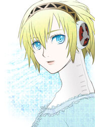  aegis aegis_(persona) android blonde_hair blue_eyes female persona persona_3 short_hair solo 