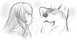  bad_id bad_pixiv_id blush canine caracol closed_eyes commentary_request cross cross_necklace female greyscale horns jewelry long_hair monochrome necklace nun open_mouth portrait queen&#039;s_blade queen&#039;s_blade_rebellion sigui_(queen&#039;s_blade) single_horn tongue tongue_out white_background wolf 