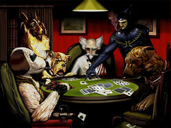  4:3 ace_of_spades anthro beard building canid canine canis card chair container cup dogs_playing_poker domestic_dog dr._fluke_hawkins_(character) drinking_glass eyewear facial_hair feral four_of_clubs furniture glass glass_container glass_cup group human inspired_by_formal_art king_of_spades kurt_hectic lamp machine mammal max_mdk_(character) mdk monocle moustache multi_arm multi_limb official_art on_chair painting pipe poker robot seven_of_spades sitting sitting_on_chair six_of_clubs smoking standard_playing_card standing table three_of_clubs three_of_diamonds two_of_clubs two_of_spades unknown_artist 