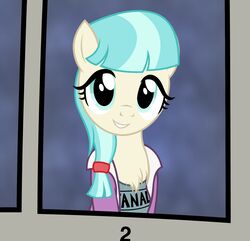  adolescent badumsquish blue_eyes blue_hair chest_tuft clothing coco_pommel_(mlp) equid equine female friendship_is_magic hair half-length_portrait hasbro hi_res horse mammal my_little_pony pony ponytail portrait solo tuft yearbook young 