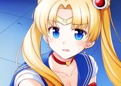  bad_id bad_twitter_id bare_shoulders bishoujo_senshi_sailor_moon bishoujo_senshi_sailor_moon_s blonde_hair blue_eyes blue_sailor_collar blush bow bowtie breasts choker circlet cleavage collarbone commentary crescent crescent_earrings derivative_work earrings eyelashes female from_side hair_ornament hair_over_shoulder heart heart_choker jewelry long_hair magical_girl meme open_mouth parted_bangs parted_lips red_bow red_bowtie red_choker rui_shi_(rayze_ray) sailor_collar sailor_moon sailor_moon_redraw_challenge_(meme) sailor_senshi_uniform school_uniform screenshot_redraw serafuku solo sweatdrop symbol-only_commentary teeth tsukino_usagi twintails twitter_username upper_body 