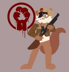  angry anthro beret clothed clothing domestic_ferret eye_patch eyewear fur gun hat headgear headwear hi_res holding_gun holding_object holding_ranged_weapon holding_weapon humanoid male mammal multicolored_body multicolored_fur mustelid musteline one_eye_obstructed pantsless pixile_studios ranged_weapon sergeant_cheese shotgun simple_background solo super_animal_royale true_musteline weapon weasel 