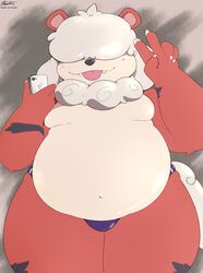  absurd_res anthro anthrofied apple_inc. belly big_belly canid canine cellphone clothing electronics fluffy fluffy_tail generation_8_pokemon gesture hair hair_over_eyes hand_gesture hi_res hisuian_form hisuian_growlithe iphone male mammal moobs navel neck_tuft nintendo overweight overweight_anthro overweight_male phone pokemon pokemon_(species) pokemon_legends_arceus pokemorph regional_form_(pokemon) selfie smartphone smile smug solo tail thaasteo thick_thighs tight_clothing tongue tuft underwear v_sign 