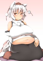  bbw belly_overhang big_belly big_breasts big_female blush chubby chubby_female embarrassed fat fat_ass fat_female fat_fetish fat_girl fat_woman fatty large_female momiji_inubashiri overweight overweight_female plump pork_chop shishi_juuroku thick_thighs touhou weight_gain 